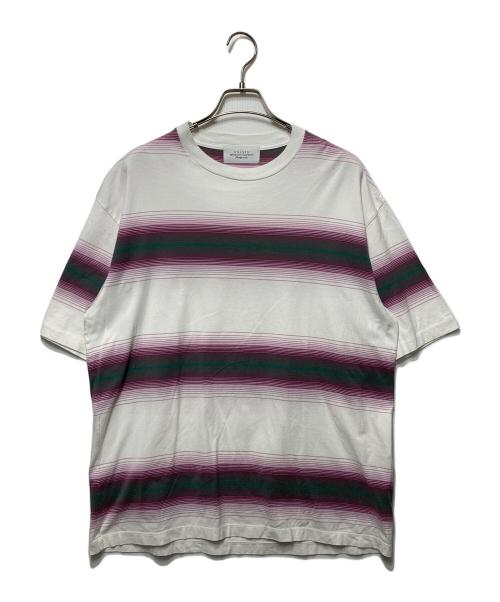 UNUSED（アンユーズド）UNUSED (アンユーズド) オンブレボーダーTシャツ ピンク×ホワイト サイズ:2の古着・服飾アイテム