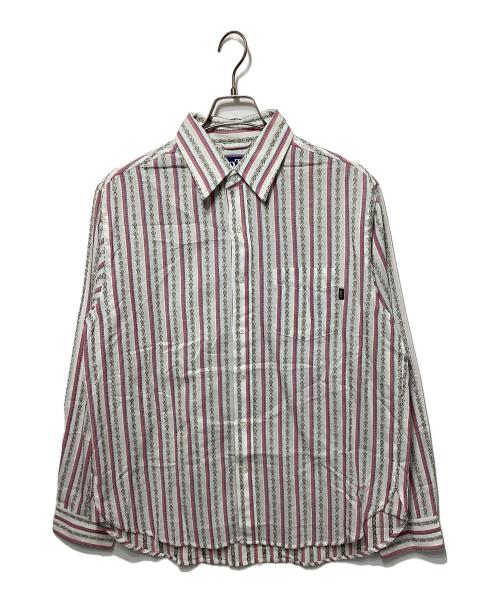 BoTT（ボット）BoTT (ボット) Flower Striped Shirt ホワイト×ピンク サイズ:Lの古着・服飾アイテム