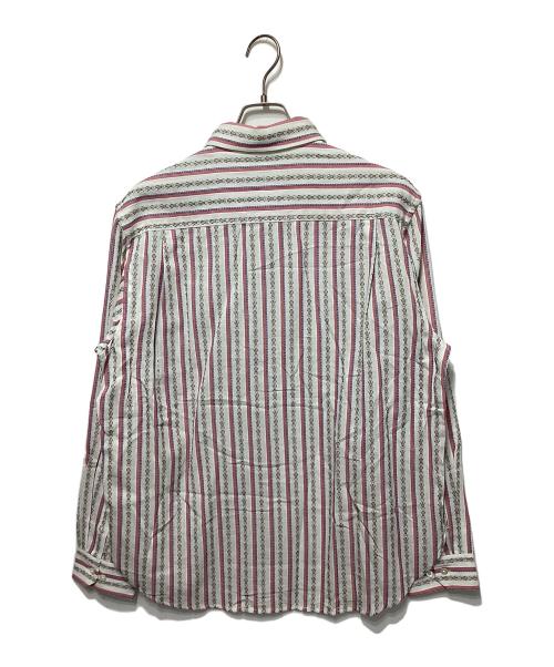 BoTT（ボット）BoTT (ボット) Flower Striped Shirt ホワイト×ピンク サイズ:Lの古着・服飾アイテム