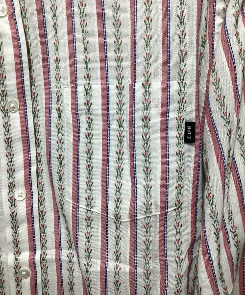 BoTT（ボット）BoTT (ボット) Flower Striped Shirt ホワイト×ピンク サイズ:Lの古着・服飾アイテム