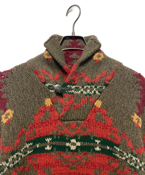 POLO RALPH LAUREN（ポロ・ラルフローレン）POLO RALPH LAUREN (ポロ・ラルフローレン) コンチョボタンネイティブ柄ニット ブラウン サイズ:Ｍの古着・服飾アイテム