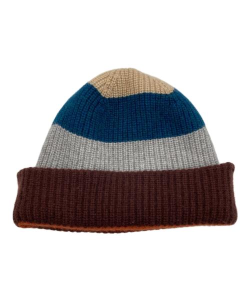 maison kitsune（メゾンキツネ）maison kitsune (メゾンキツネ) TONAL FOX HEAD PATCH STRIPED PREPPY BEANIE マルチカラーの古着・服飾アイテム