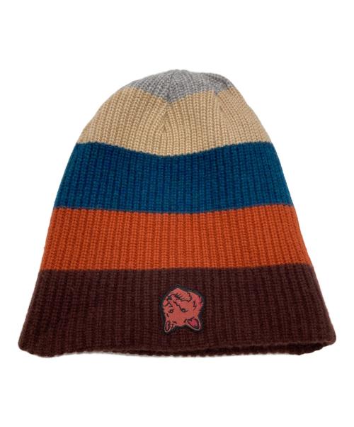 maison kitsune（メゾンキツネ）maison kitsune (メゾンキツネ) TONAL FOX HEAD PATCH STRIPED PREPPY BEANIE マルチカラーの古着・服飾アイテム