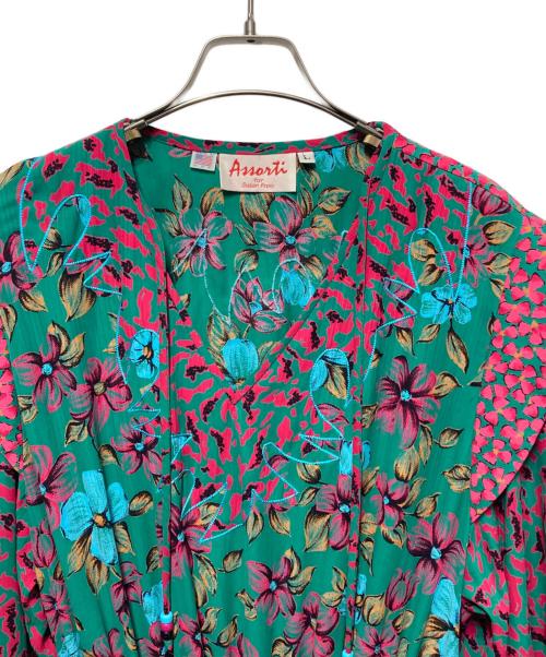 Assorti for Susan Freis（アソルティ・フォー・スーザン・フライス）Assorti for Susan Freis (アソルティ・フォー・スーザン・フライス) 総柄ワンピース グリーン サイズ:Ｌの古着・服飾アイテム