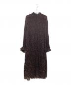 GANNIガニー）の古着「Pleated Georgette Midi Dress」｜ブラック×ブラウン