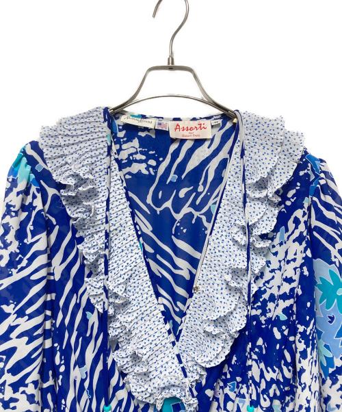 Assorti for Susan Freis（アソルティ・フォー・スーザン・フライス）Assorti for Susan Freis (アソルティ・フォー・スーザン・フライス) 総柄ワンピース ブルー サイズ:freeの古着・服飾アイテム