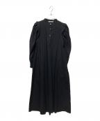 MARILYN MOONマリリンムーン）の古着「コットンボリュームスリーブシャツワンピース」｜ブラック