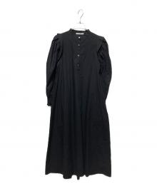 MARILYN MOON（マリリンムーン）の古着「コットンボリュームスリーブシャツワンピース」｜ブラック