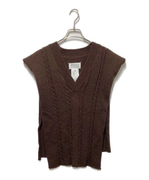Maison Margiela（メゾンマルジェラ）Maison Margiela (メゾンマルジェラ) ダバードニットベスト ブラウン サイズ:Sの古着・服飾アイテム