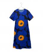 marimekkoマリメッコ）の古着「KEMUT UNIKKOワンピース」｜ブルー×オレンジ