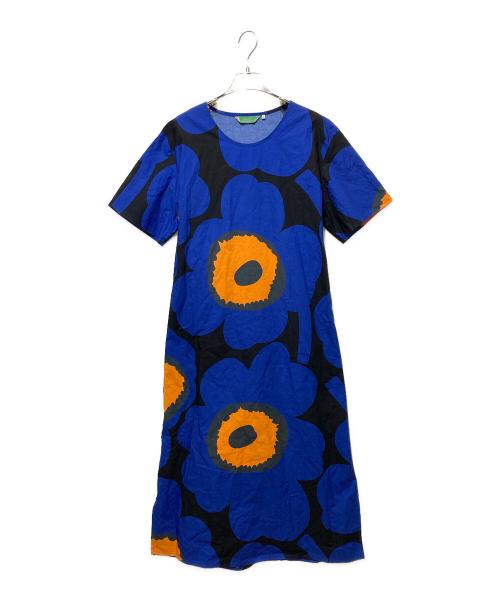 marimekko（マリメッコ）marimekko (マリメッコ) KEMUT UNIKKOワンピース ブルー×オレンジ サイズ:36の古着・服飾アイテム