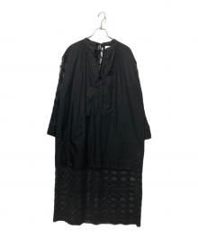 sara mallika（サラマリカ）の古着「Geometric Lace Joint Dress」｜ブラック