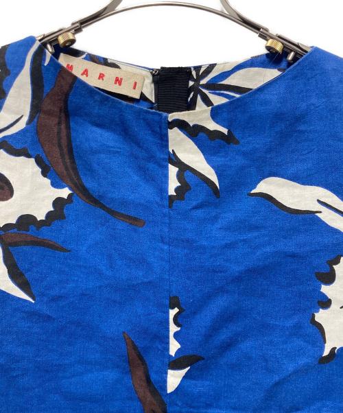 MARNI（マルニ）MARNI (マルニ) 花柄アシメリネンブラウス ブルー サイズ:40の古着・服飾アイテム
