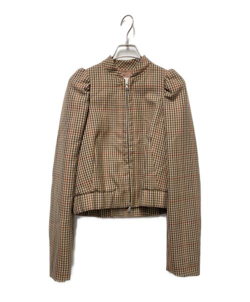 DRIES VAN NOTEN（ドリスヴァンノッテン）DRIES VAN NOTEN (ドリスヴァンノッテン) Volca Plaid Wool Short Jacket ベージュ サイズ:36の古着・服飾アイテム