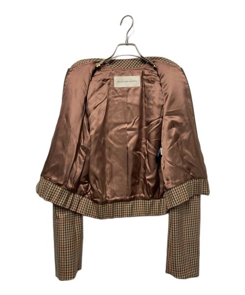 DRIES VAN NOTEN（ドリスヴァンノッテン）DRIES VAN NOTEN (ドリスヴァンノッテン) Volca Plaid Wool Short Jacket ベージュ サイズ:36の古着・服飾アイテム