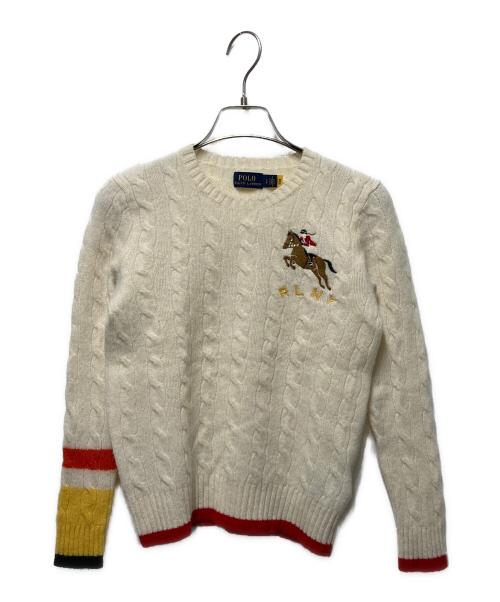 POLO RALPH LAUREN（ポロ・ラルフローレン）POLO RALPH LAUREN (ポロ・ラルフローレン) ウールカシミヤケーブルニット ベージュ サイズ:Ｓの古着・服飾アイテム