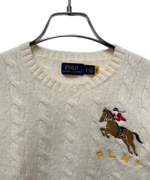 POLO RALPH LAUREN（ポロ・ラルフローレン）POLO RALPH LAUREN (ポロ・ラルフローレン) ウールカシミヤケーブルニット ベージュ サイズ:Ｓの古着・服飾アイテム