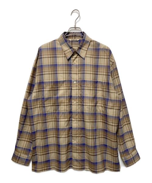 AURALEE（オーラリー）AURALEE (オーラリー) SUPER LIGHT WOOL CHECK SHIRTS ブラウン サイズ:4の古着・服飾アイテム