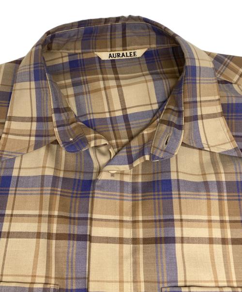 AURALEE（オーラリー）AURALEE (オーラリー) SUPER LIGHT WOOL CHECK SHIRTS ブラウン サイズ:4の古着・服飾アイテム