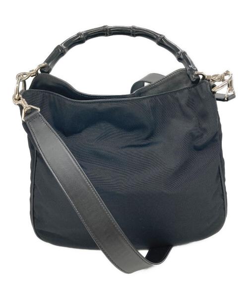 GUCCI（グッチ）GUCCI (グッチ) バンブーナイロン2WAYバッグ ブラックの古着・服飾アイテム