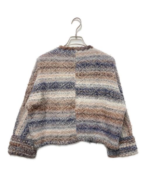 HaaT（ハート）HaaT (ハート) クルーネックカーディガン ネイビー×ブラウン サイズ:2の古着・服飾アイテム