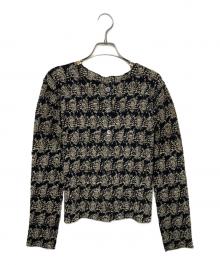 ISSEY MIYAKE（イッセイミヤケ）の古着「花柄プリーツカーディガン」｜ブラック