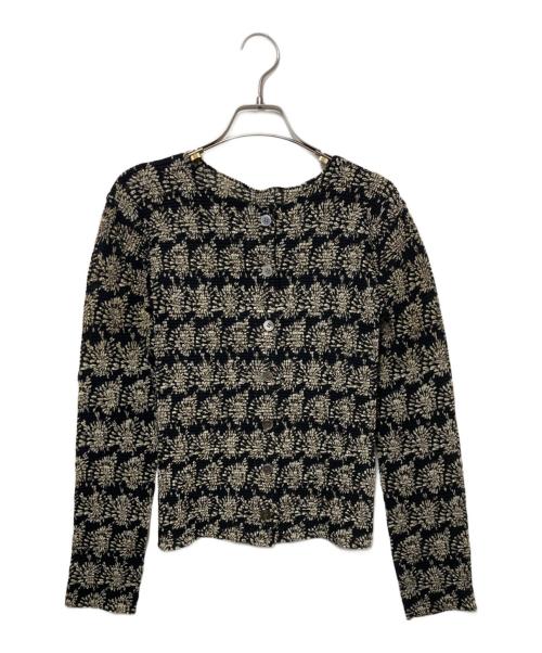 ISSEY MIYAKE（イッセイミヤケ）ISSEY MIYAKE (イッセイミヤケ) 花柄プリーツカーディガン ブラック サイズ:2の古着・服飾アイテム