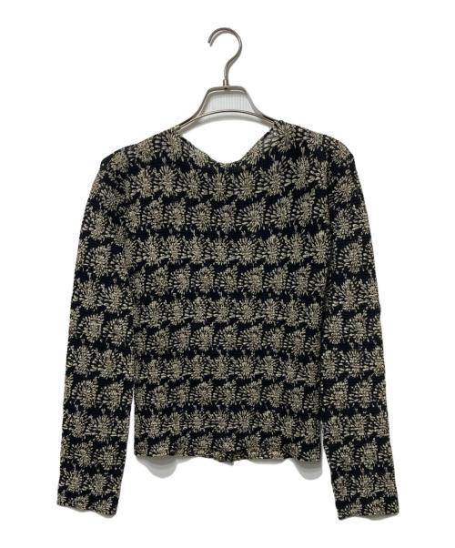 ISSEY MIYAKE（イッセイミヤケ）ISSEY MIYAKE (イッセイミヤケ) 花柄プリーツカーディガン ブラック サイズ:2の古着・服飾アイテム