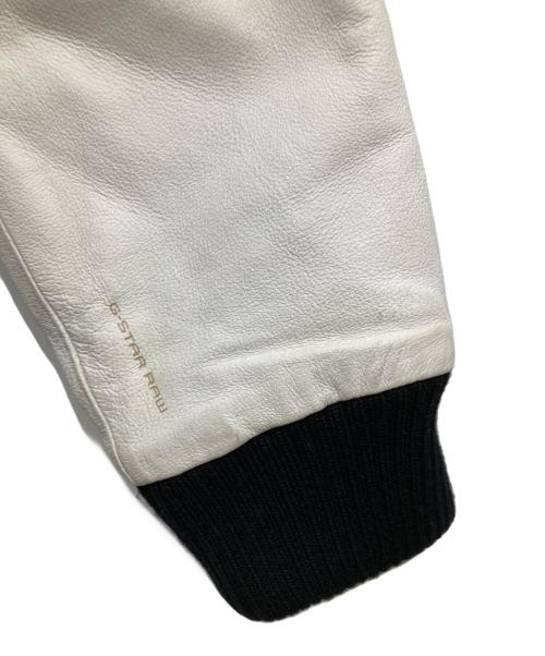 G-STAR RAW（ジースターロゥ）G-STAR RAW (ジースターロゥ) EWING LEATHER BASEBALL JACKET/スタジャン ホワイト×ブラック サイズ:XLの古着・服飾アイテム