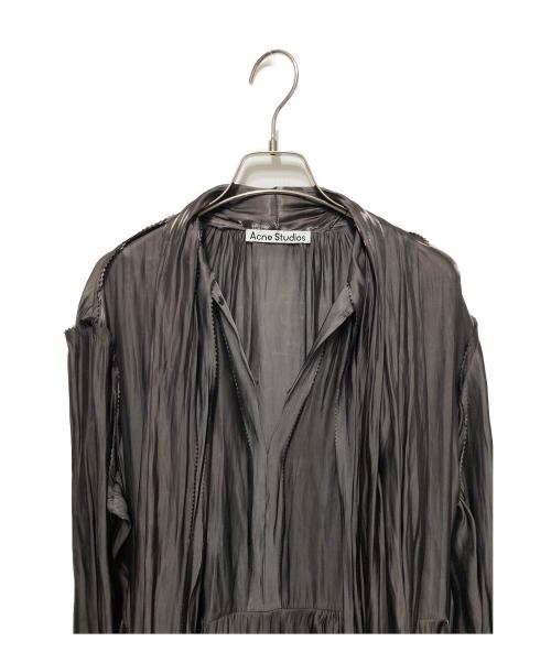Acne studios（アクネ ストゥディオス）Acne studios (アクネ ストゥディオス) ロングリボンサテンワンピース ブラウン サイズ:34の古着・服飾アイテム