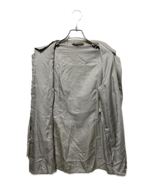 Salvatore Ferragamo（サルヴァトーレ フェラガモ）Salvatore Ferragamo (サルヴァトーレ フェラガモ) シルクシャツ グレー×ホワイト サイズ:42の古着・服飾アイテム