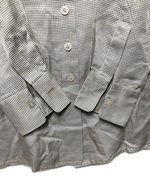 Salvatore Ferragamo（サルヴァトーレ フェラガモ）Salvatore Ferragamo (サルヴァトーレ フェラガモ) シルクシャツ グレー×ホワイト サイズ:42の古着・服飾アイテム