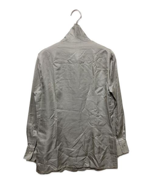 Salvatore Ferragamo（サルヴァトーレ フェラガモ）Salvatore Ferragamo (サルヴァトーレ フェラガモ) シルクシャツ グレー×ホワイト サイズ:42の古着・服飾アイテム