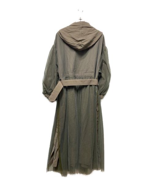 Belle vintage（ベル ヴィンテージ）Belle vintage (ベル ヴィンテージ) ロングチュールフーデッドコート カーキの古着・服飾アイテム