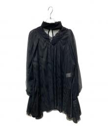 Belle vintage（ベル ヴィンテージ）の古着「レースチョーカーチュールブラウス」｜ブラック