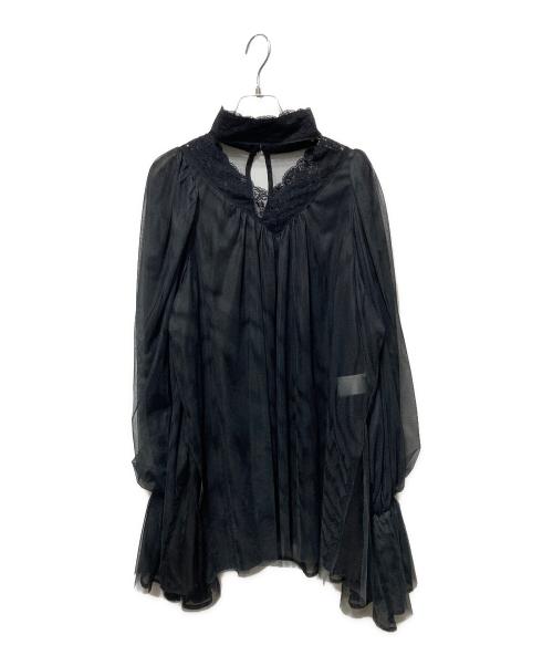 Belle vintage（ベル ヴィンテージ）Belle vintage (ベル ヴィンテージ) レースチョーカーチュールブラウス ブラック サイズ:freeの古着・服飾アイテム
