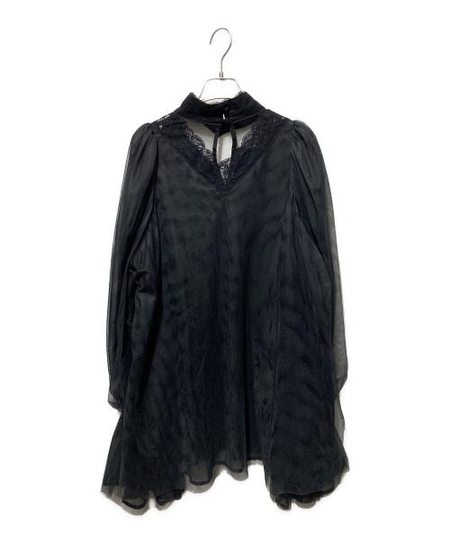 Belle vintage（ベル ヴィンテージ）Belle vintage (ベル ヴィンテージ) レースチョーカーチュールブラウス ブラック サイズ:freeの古着・服飾アイテム
