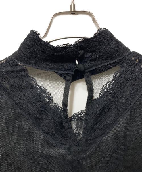 Belle vintage（ベル ヴィンテージ）Belle vintage (ベル ヴィンテージ) レースチョーカーチュールブラウス ブラック サイズ:freeの古着・服飾アイテム