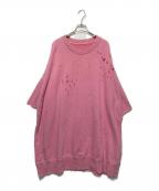 MM6 Maison Margielaエムエムシックスメゾンマルジェラ）の古着「ダメージ加工スウェットワンピース」｜ピンク
