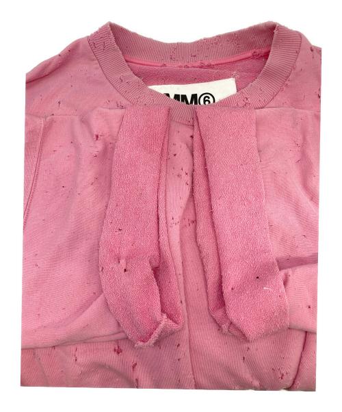 MM6 Maison Margiela（エムエムシックスメゾンマルジェラ）MM6 Maison Margiela (エムエムシックスメゾンマルジェラ) ダメージ加工スウェットワンピース ピンク サイズ:Ｓの古着・服飾アイテム