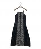 saharaサハラ）の古着「Flower Lace Shiny Dress」｜ブラック