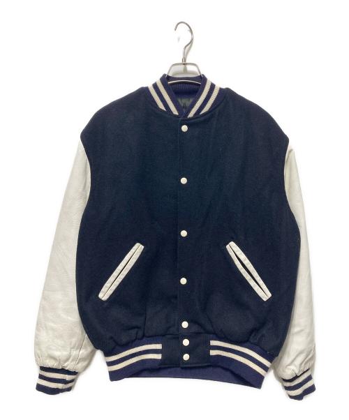 Holloway（ホロウェイ）Holloway (ホロウェイ) レザースリーブスタジャン ネイビー×ホワイト サイズ:Ｍの古着・服飾アイテム