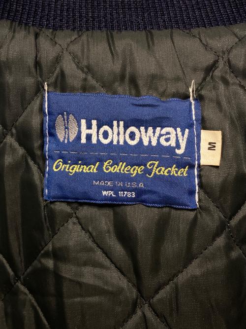 Holloway（ホロウェイ）Holloway (ホロウェイ) レザースリーブスタジャン ネイビー×ホワイト サイズ:Ｍの古着・服飾アイテム