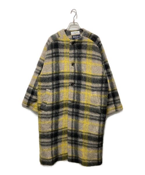 BEAMS BOY（ビームスボーイ）BEAMS BOY (ビームスボーイ) スライバー タータンチェック ノーカラーコート イエロー サイズ:-の古着・服飾アイテム