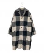 COOTIE PRODUCTIONSクーティープロダクツ）の古着「Napping Buffalo Check Shop Coat」｜ホワイト×ブラック