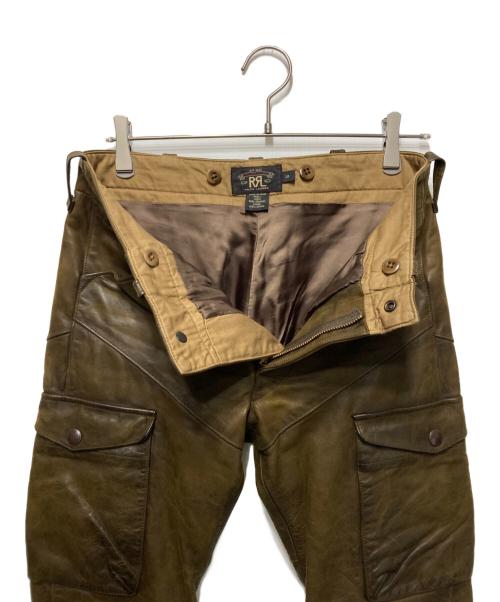 RRL（ダブルアールエル）RRL (ダブルアールエル) レザーカーゴパンツ ベージュ サイズ:28の古着・服飾アイテム