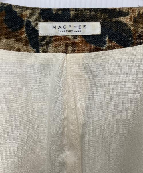 MACPHEE（マカフィー）MACPHEE (マカフィー) フラワーカモフラージュプリント ノーカラージャケット ベージュ×ブラウン サイズ:36の古着・服飾アイテム