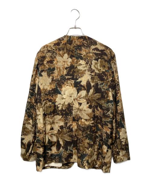 MACPHEE（マカフィー）MACPHEE (マカフィー) フラワーカモフラージュプリント ノーカラージャケット ベージュ×ブラウン サイズ:36の古着・服飾アイテム