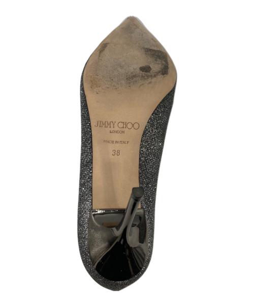 JIMMY CHOO（ジミーチュウ）JIMMY CHOO (ジミーチュウ) グリッターパンプス シルバー サイズ:38の古着・服飾アイテム