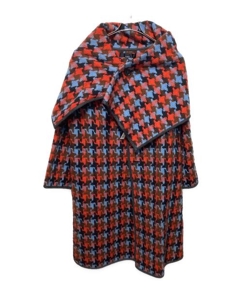 tricot COMME des GARCONS（トリココムデギャルソン）tricot COMME des GARCONS (トリココムデギャルソン) ノーカラーウールコート レッド×ブルー サイズ:サイズ表記無の古着・服飾アイテム